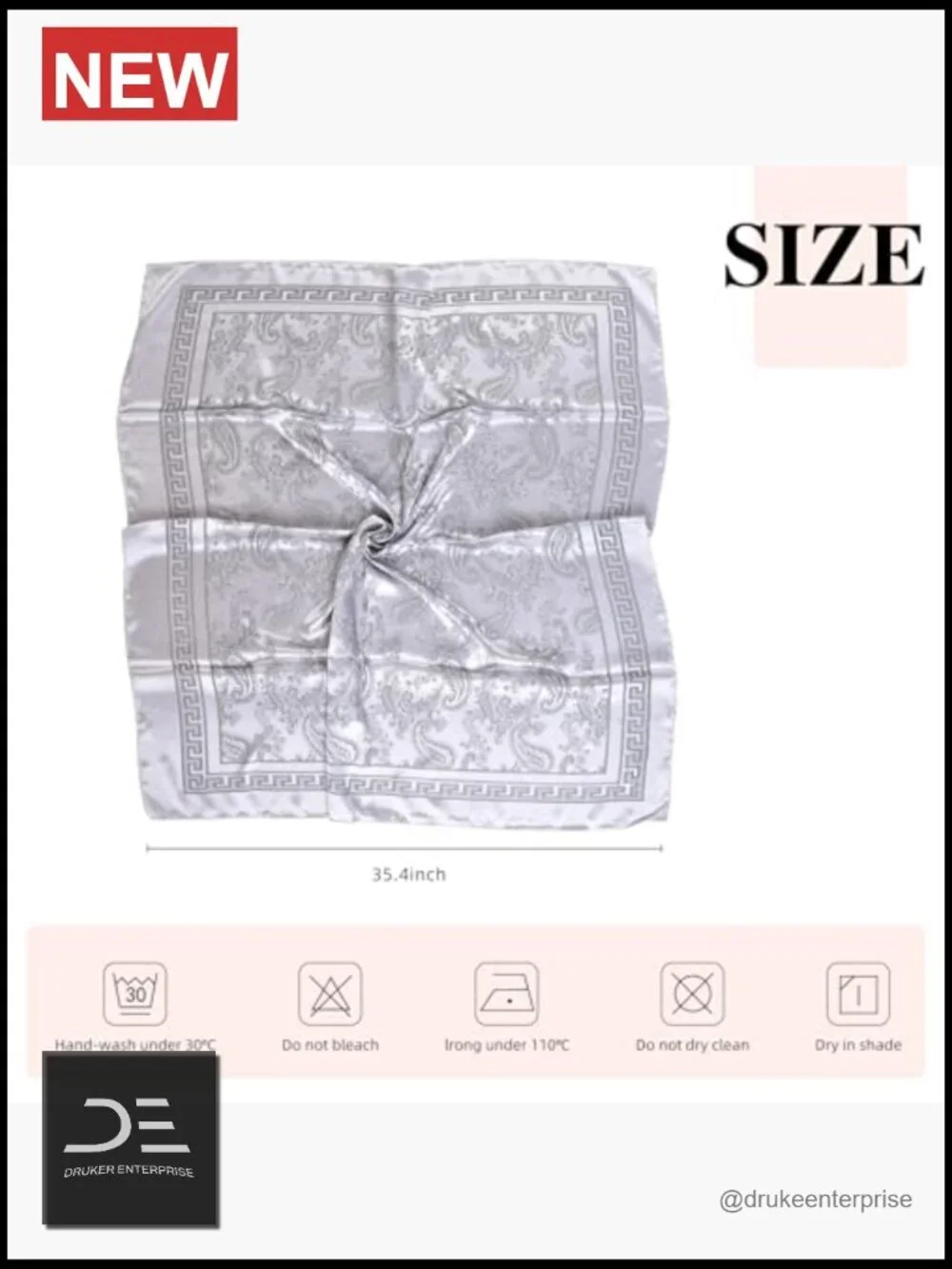 Women's Silk Like Head Scarf Square 35x35 Inch Hair Wraps Bandana
